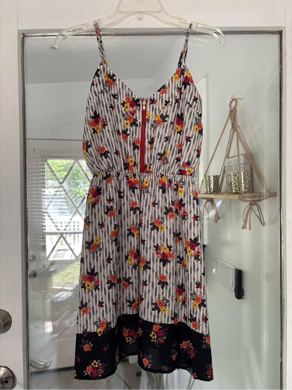Potter's Pot Floral Stripe Dress‎ in Red, Yellow & Black